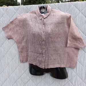 Neeru Kumar Shibori  Button-up Top Hand Dyed Cotton/Silk Blend Rare Wearable Art
